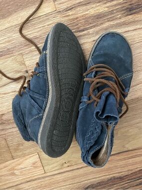 Born Navy Suede Lace-Up Ankle Boots